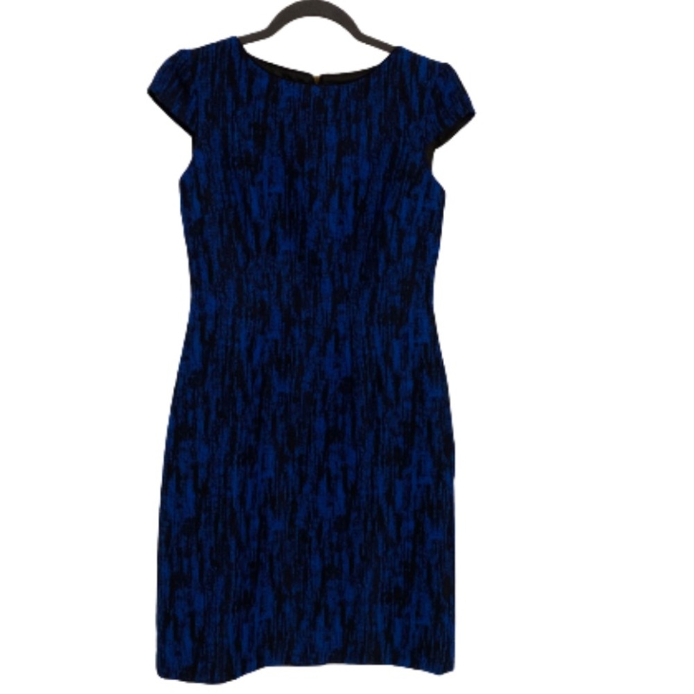 Tahari | Stunning Blue & Black Dress with Exposed Gold Zipper